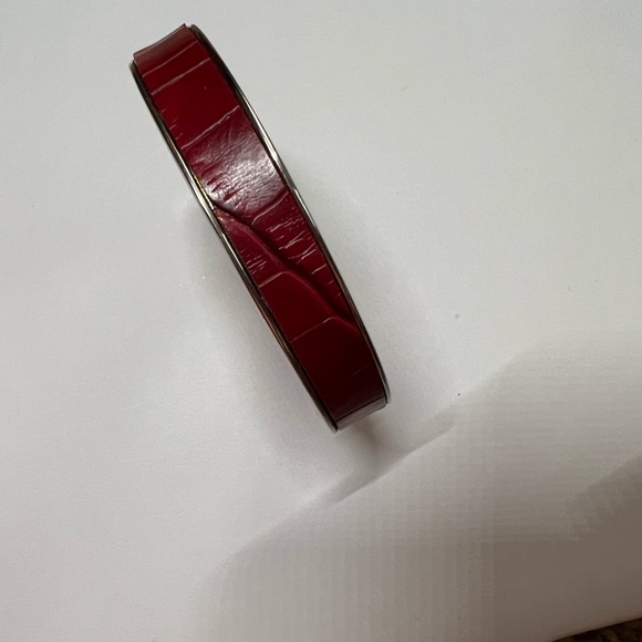 Scarlet Hinged Faux Leather Bangle and Hoops - Picture 2 of 8